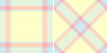 Fabric tartan background of textile plaid check with a seamless vector pattern texture set in summer...