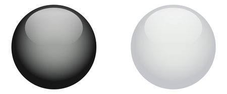 Black and white glossy balls. Vector illustration.のイラスト素材