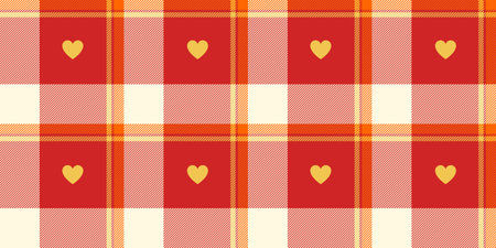 Gingham pattern with hearts. Seamless tartan vichy check plaid for gift card, wrapping paper, invitation on Valentines Day print.のイラスト素材
