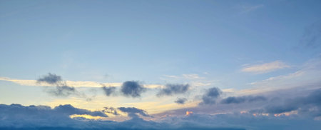 Blue sky with fancy clouds, panoramic photo