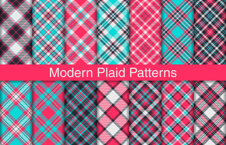 Modern plaid collection, textile design, checkered fabric pattern for shirt, dress, suit, wrapping paper print, invitation and gift card.のイラスト素材