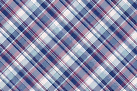 Plaid textile check of pattern texture background with a tartan fabric seamless vector in pastel and blue colors.のイラスト素材
