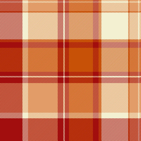 Yard seamless plaid tartan, cloth texture fabric textile. Stylish pattern check vector background in orange and red colors.のイラスト素材
