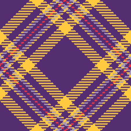 Background check plaid of pattern textile vector with a tartan seamless texture fabric in violet and amber colors.のイラスト素材