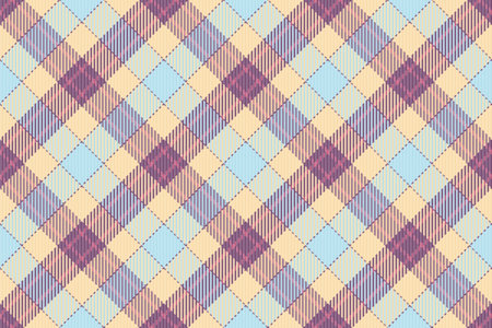 Revival background check plaid, 30s textile texture tartan. Garment seamless fabric vector pattern in light and navajo white color.のイラスト素材