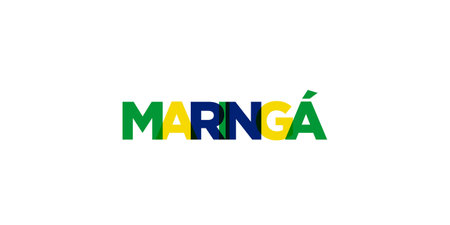 Maringa in the Brasil emblem for print and web. Design features geometric style, vector illustration with bold typography in modern font. Graphic slogan lettering isolated on white background.のイラスト素材