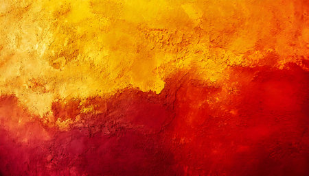 A painting on a wall featuring bold strokes of yellow and red colors, creating a vibrant and energetic visual impact. The colors blend and contrast, showcasing a dynamic composition that draws the viewers attention.の素材