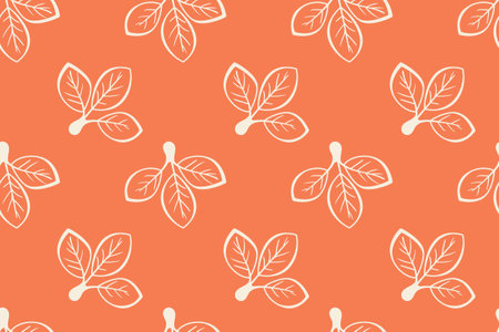 Hand drawn floral pattern vector design. Simple ornament with plant and leaf. Fabric print swatch.のイラスト素材