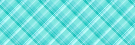 Minimal tartan check fabric, attire vector pattern seamless. Other background textile texture plaid in teal and cyan color.のイラスト素材