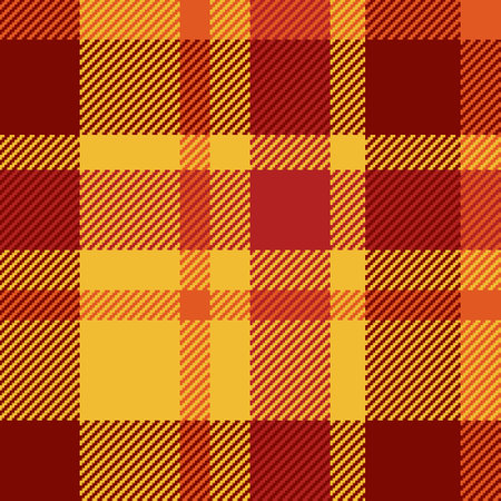 Invitation plaid pattern texture, path tartan vector seamless. Strong fabric background check textile in amber and red colors palette.のイラスト素材