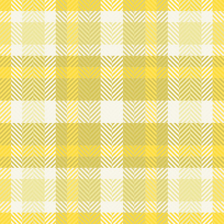 Cultural fabric check background, indoor plaid tartan textile. Oriental vector seamless texture pattern in yellow and linen colors palette.のイラスト素材