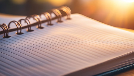 Concept illustrating lined paper in a notebook, emphasizing writing, organization, and note taking.の素材