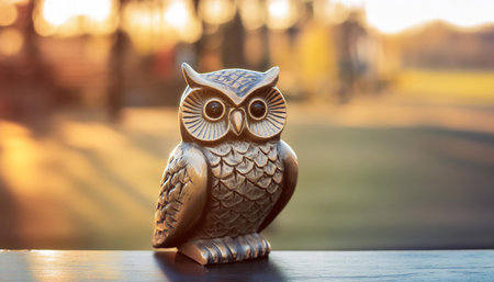 An owl statue symbolizing wisdom and knowledge, emphasizing intelligence, insight, and education.の素材