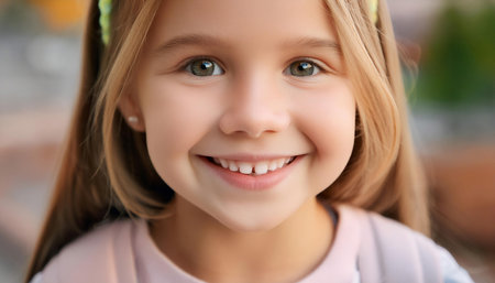 Childs innocent smile capturing pure joy and happiness, highlighting the beauty and simplicity of childhood innocence.の素材