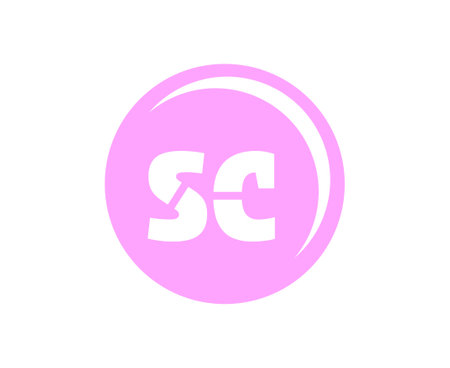 SC sport emblem or team logotype. Ball logo with a combination of Initial letter S and C for balls shop, sports company, training, club badge. Vector illustration.のイラスト素材