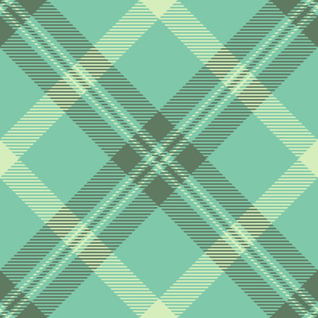 Deco vector tartan texture, london background pattern textile. Daisy plaid check seamless fabric in mint and pastel colors palette.のイラスト素材