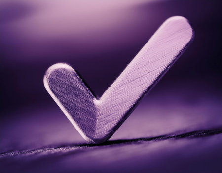 Close up image of a check mark used to indicate correctness, accuracy, and validation.の素材