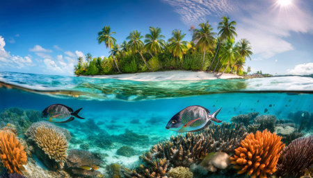 Paradise island in oceanの素材