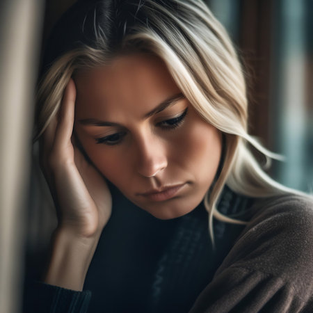 Illustration expressing deep sadness and emotional distress, capturing feelings of grief, sorrow, and melancholy. Suitable for topics related to mental health, emotions, and psychological well-being.の素材