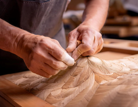 Close up image of hands skillfully crafting an object, showcasing dexterity, craftsmanship, and detailed work.の素材