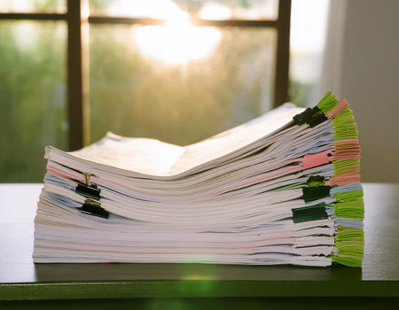 Close up image of wealth management documents, representing financial planning, investment strategies, and economic security.の素材