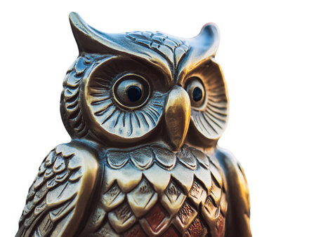 An owl statue symbolizing wisdom and knowledge, emphasizing intelligence, insight, and education.の素材