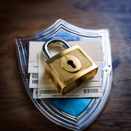 Illustration representing privacy and confidentiality, featuring symbols like a padlock, shield, and confidential documents symbolizing protection, security, and secrecy. Perfect for topics related to personal data, private information, and secure communication.の素材