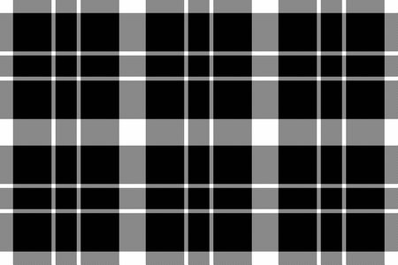 Vintage textile texture background, deco tartan fabric pattern. Clan plaid check seamless vector in white and black colors palette.のイラスト素材