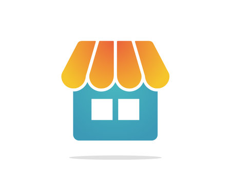 Shopping store logo for mobile e-comerce and local market branding. Online shop icons simple minimalist sign for payments, shipping and sale, vector illustration.のイラスト素材