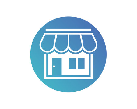 Shopping store logo for mobile e-comerce and local market branding. Online shop icons simple minimalist sign for payments, shipping and sale, vector illustration.のイラスト素材