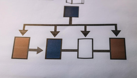 Close up image of a flowchart showing various steps of a process, representing workflow, stages, and methodology.の素材