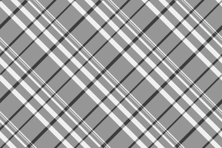 Tweed textile background vector, intense check seamless texture. Harvest tartan plaid fabric pattern in vintage gray and white colors palette.のイラスト素材