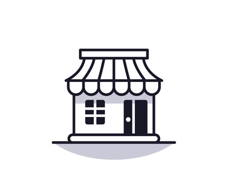 Shopping store for mobile e-comerce and local market branding. Online shop icons simple minimalist sign for payments, shipping and sale, vector illustration.のイラスト素材