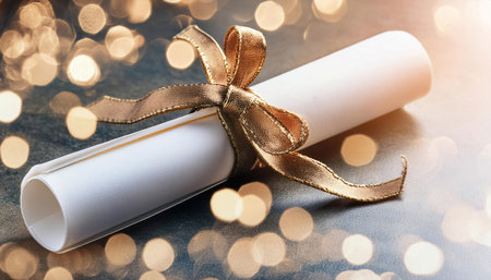 Graduation diploma representing academic degree, emphasizing education, achievement, and success.の素材