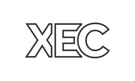 XEC design template with strong and modern bold text. Initial based vector featuring simple and minimal typography. Trendy company identity ideal for businesses brand presence.のイラスト素材