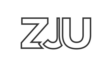ZJU design template with strong and modern bold text. Initial based vector featuring simple and minimal typography. Trendy company identity ideal for businesses brand presence.のイラスト素材