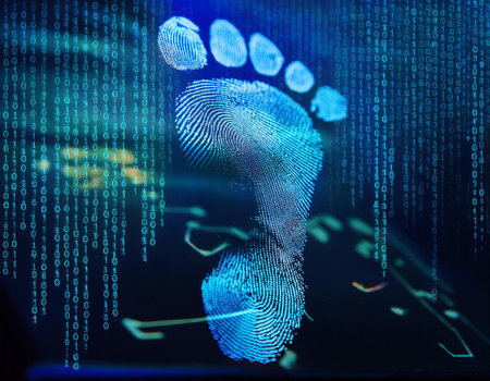 Close-up image representing the digital footprint concept, symbolizing online presence, privacy, and data management.の素材