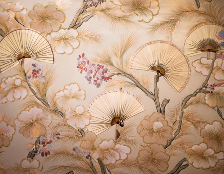 A traditional Japanese background featuring delicate patterns and motifs that reflect the essence of Japanese art and culture, with subtle colors and textures.の素材