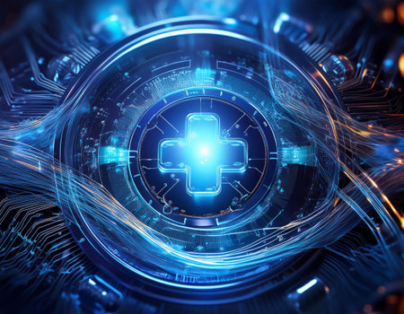 Close-up image representing health tech innovations, symbolizing medical technology, wellness, and advanced healthcare solutions.の素材