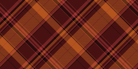 Adorable check plaid fabric, traditional seamless pattern tartan. Genuine vector background texture textile in dark and orange color.のイラスト素材
