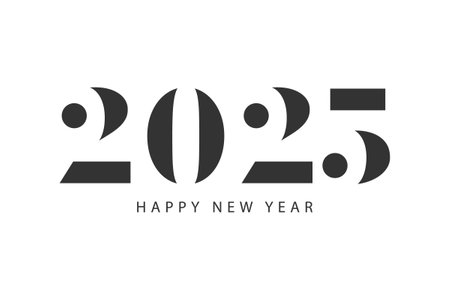 Happy New Year 2025 typography template calendar cover. Vector design for poster, banner, greeting card and invitation, diaries or notebooks.のイラスト素材