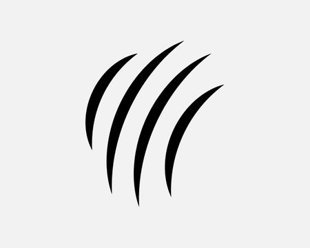 Claws scratches, animal monster mark design element, tattoo and decor for halloween. Black silhouette, vector illustration isolated on white background.のイラスト素材