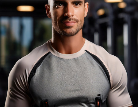 Close-up image of a pocket trainer with a compact design and functional features, symbolizing personal development, portability, and modern technology.の素材