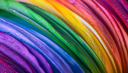 Close up of rainbow colors and patterns, ideal for topics related to diversity, nature, and beauty.の素材