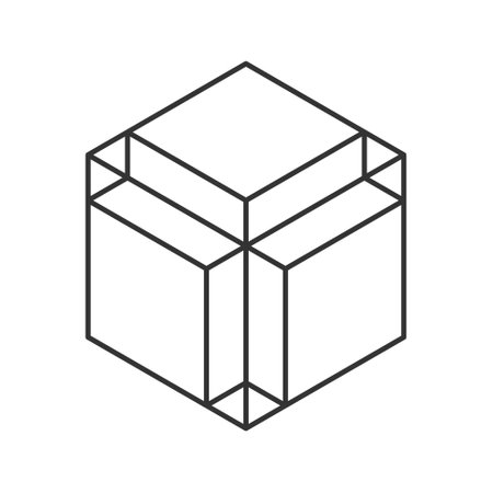 Cube logo, geometric vector design. Monochrome box logotype company, trendy technology emblem in isometric line style.のイラスト素材