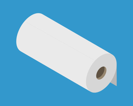 Textile roll vector icon. Paper tube illustration design for kitchen cleaning towel, carpet, scroll whatman or fabric.のイラスト素材