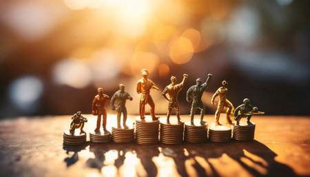 Illustration of various courage icons symbolizing bravery, determination, strength, and resilience. Ideal for topics related to personal growth, motivation, and overcoming challenges.の素材