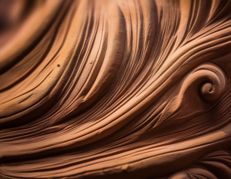 Close-up illustration of a detailed clay sculpture, highlighting its textured surface and intricate craftsmanship. Ideal for topics related to art, pottery, and creative expression.の素材