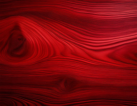 Close-up illustration of a rich red wood texture, highlighting its detailed grain patterns and vibrant color. Ideal for themes related to natural materials, woodworking, and interior design.の素材