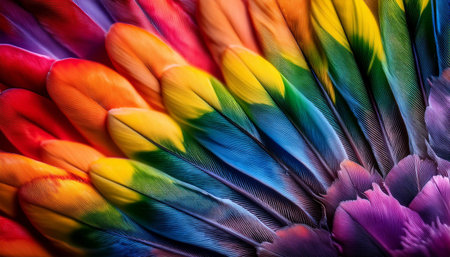 Close up of rainbow colors and patterns, ideal for topics related to diversity, nature, and beauty.の素材